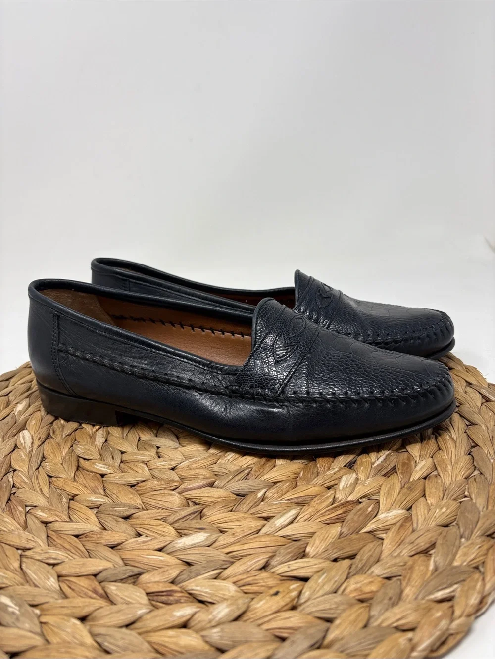 BRUNO MAGLI Men's Jericho Genuine Ostrich Leather Slip On Penny Loafers size 7.5